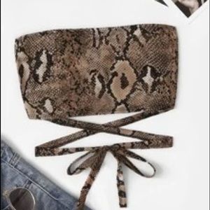 SHEIN Snakeskin Print Cropped Tube Top